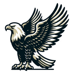 Obraz premium A majestic bald eagle in flight or preparing for flight, suitable for blogs on patriotism, wildlife, strength, or American themes.