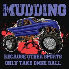 Blue truck isolated on a black background for t-shirt design, print, and business purposes.
