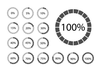 
Circle percentage diagrams set for infographics on a white background