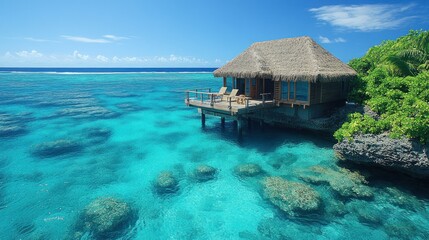 Oceanfront bungalow on tropical island