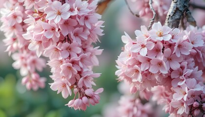 Soft-focus pink and white blossoms cascade into a dreamy arrangement, blending nature&rsquo;s fragility with delicate beauty.