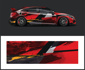Abstract Red and Black Race Car Wrap Design