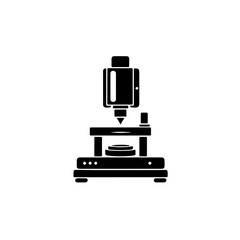 Fototapeta premium CNC Milling Machine Sticker Icon. A bold and modern black and white sticker-style icon of a CNC Milling Machine. This clean design, with its crisp outlines and solid fill