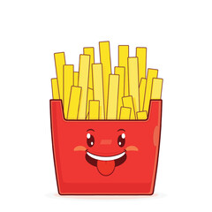 fries potatoes playful face cartoon cute
