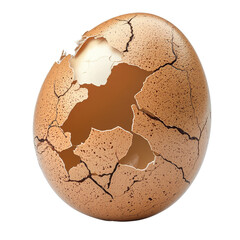Brown Egg With Shell Cracked Open Isolated On Transparent Background PNG