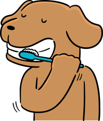 Naklejka premium Illustration of dog brushing teeth 