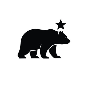 Black bear silhouette with star logo design