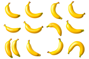 Banana Bunches on PNG Transparency Background - Fresh Yellow Fruit Collection in Studio Environment