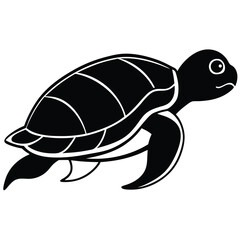 Fototapeta premium silhouette turtle on white background