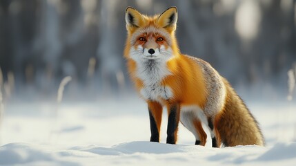 Fototapeta premium Red fox in winter landscape