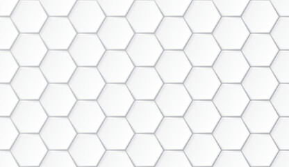 Abstract 3D white hexagonal plates arranged seamless pattern