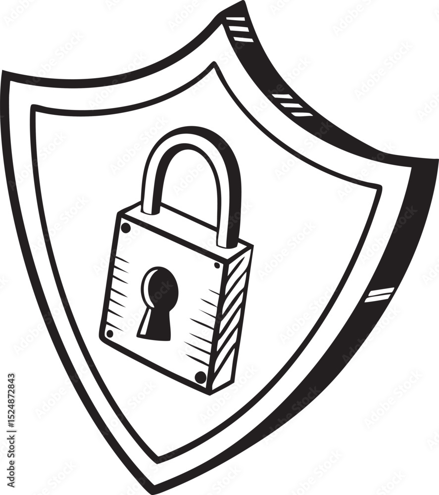 Aufkleber vector illustration of a secure padlock icon with a shield symbol for web security and data protecti