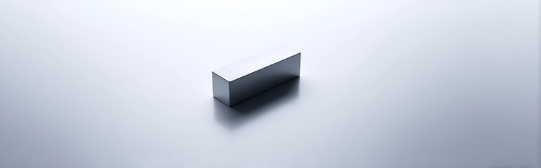 Naklejka premium Minimalist rectangular object on white surface with soft diffused lighting, abstract technology concept, clean geometric composition, simple modern design.