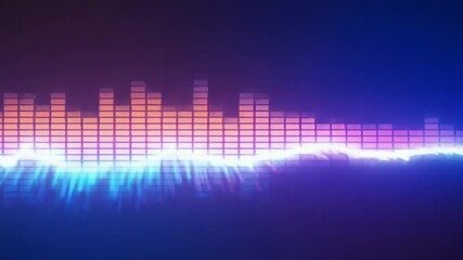 Animated equalizer with dynamic light effects, ideal for music visualizers and presentations - Powered by Adobe