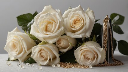 Obraz premium white roses bouquet
