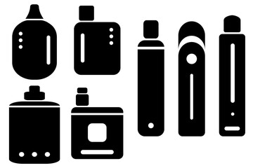 WeVape Device Icon Set &ndash; Black Silhouette Vector of Electronic Cigarettes.
