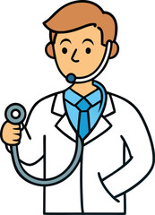 Male Doctor with Stethoscope Flat Illustration
