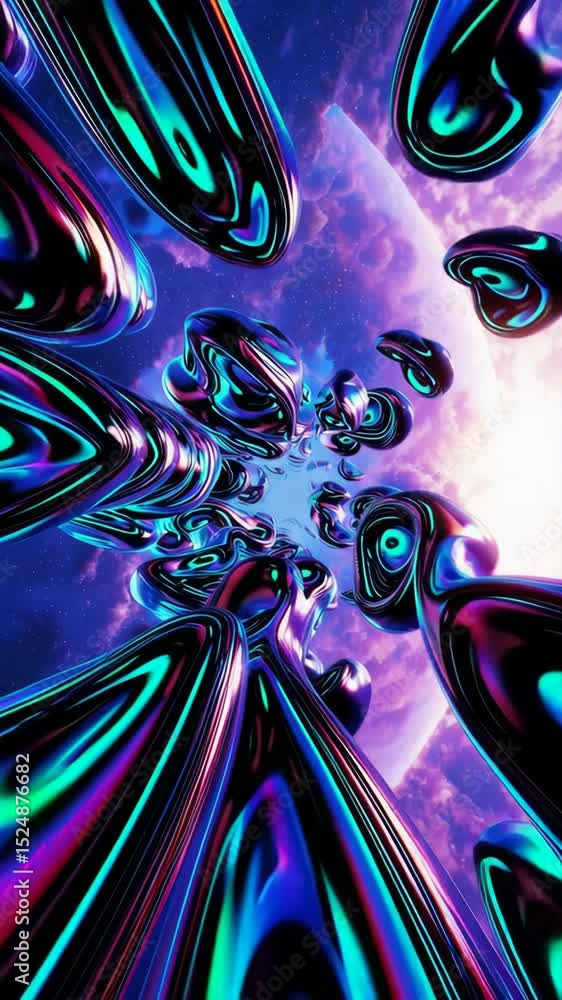 Poster abstract metallic flow in vibrant and captivating colors that are visually stimulating