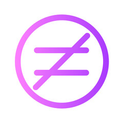 Fototapeta premium not equal to gradient icon