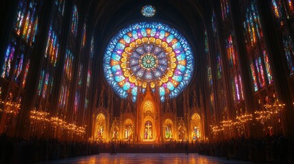 Obraz premium Stained glass cathedral interior