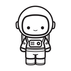 Astronaut Line Art Vector, Vector Astronaut Man Outline, Astronaut Man Vector Illustration, Line Drawing of Astronaut.