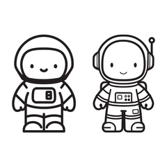 Astronaut Line Art Vector, Vector Astronaut Man Outline, Astronaut Man Vector Illustration, Line Drawing of Astronaut.