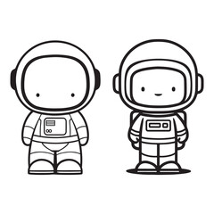 Astronaut Line Art Vector, Vector Astronaut Man Outline, Astronaut Man Vector Illustration, Line Drawing of Astronaut.