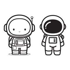 Astronaut Line Art Vector, Vector Astronaut Man Outline, Astronaut Man Vector Illustration, Line Drawing of Astronaut.