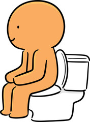 Illustration of man use flush toilet
