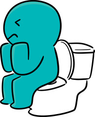 Illustration of man use flush toilet
