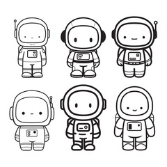 Astronaut Line Art Vector, Vector Astronaut Man Outline, Astronaut Man Vector Illustration, Line Drawing of Astronaut.