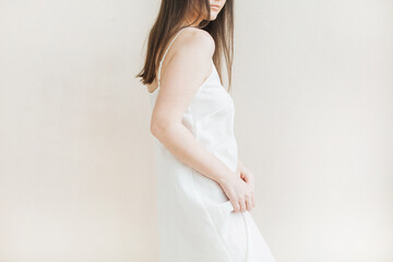 Elegant Woman in White Dress