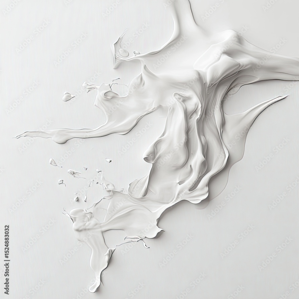 Poster abstract white fluid forms create dynamic, flowing shapes against a clean white background