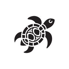 Obraz premium Turtle silhouette black and white vector icon