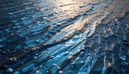 Liquid Geometry: Water Droplets Creating Linear Reflections of Light