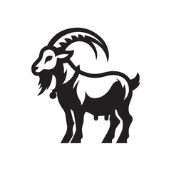 Goat silhouette black and white vector icon
