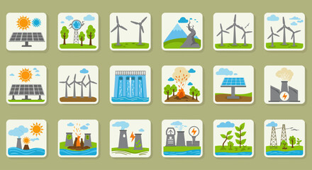 Eco Friendly & Green Energy Icon Set – Sustainable Power Vector Symbols