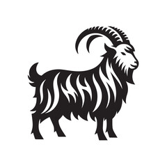 Obraz premium Goat silhouette black and white vector icon