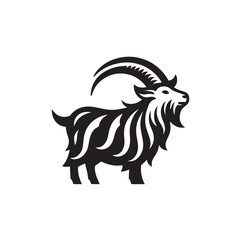 Obraz premium Goat silhouette black and white vector icon