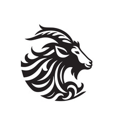 Naklejka premium Goat silhouette black and white vector icon