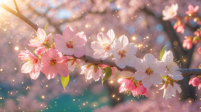 clean spring cherry blossom photo in pastel colors with focus on flowers perfect for editorial use product header or branding floral botanical wallpaper background