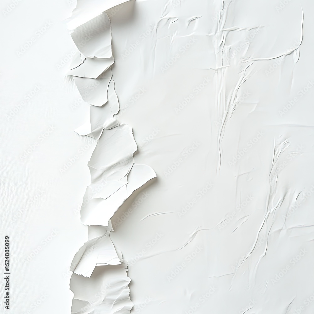 Poster abstract white textured art with peeling paint effect, creating a visually interesting contrast betw