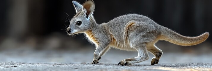 Obraz premium Young kangaroo running outdoors