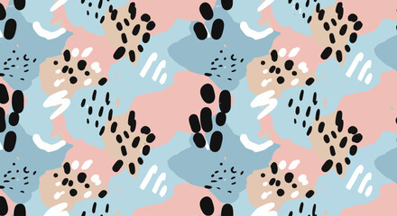 Fototapeta premium Abstract Pastel Seamless Pattern – Hand Drawn Brush Style Background