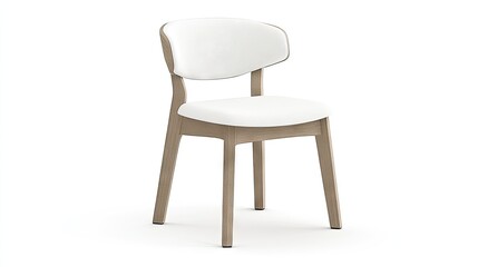 Light gray wooden chair with white upholstery.