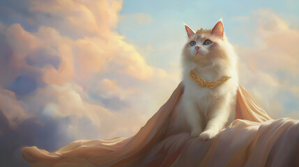 Regal Cat Portraits in Royal Attire – Animal Photography on vintage renaissance backgorund