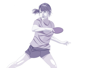 卓球女子スマッシュのイラスト