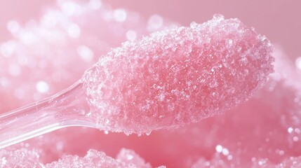 A close-up of a lip scrub brush exfoliating soft lips