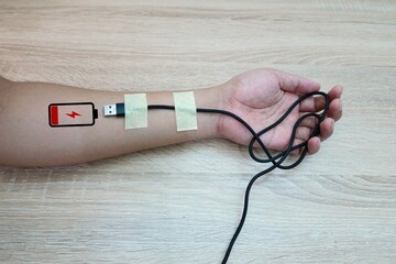 Human Body Charging Low Battery Concept