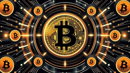Fototapeta premium Abstract bitcoin cryptocurrency network background